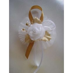 1" Bokréta, kitűző arany-fehér 