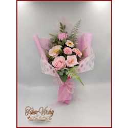 Rózsaszín szappan-virág csokor 