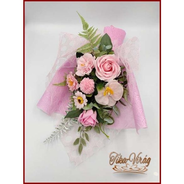 Rózsaszín szappan-virág csokor 