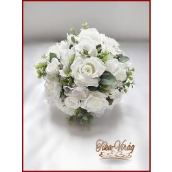 Fehér rózsás örök csokor 
