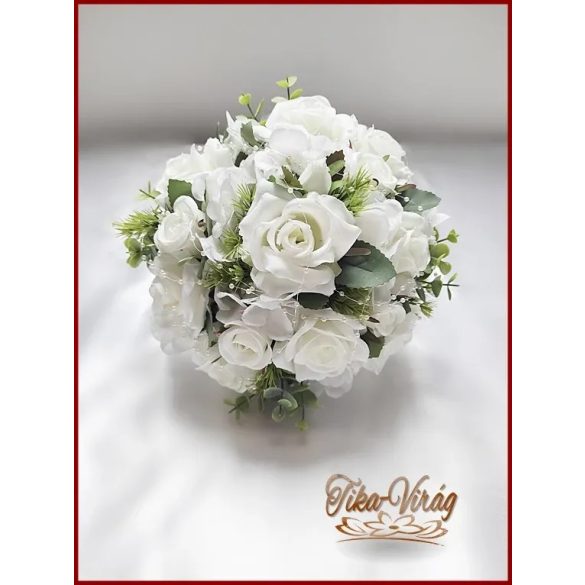Fehér rózsás örök csokor 