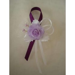 1" Bokréta, kitűző fehér-lila-padlizsán 