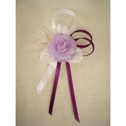 1" Bokréta, kitűző fehér-lila-padlizsán 