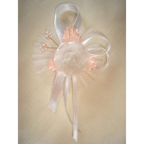 1" Bokréta, kitűző fehér-barack 