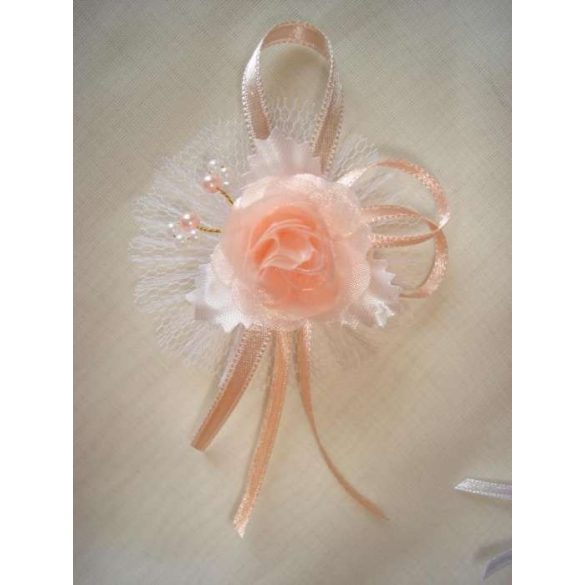 1" Bokréta, kitűző fehér-barack 