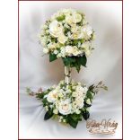 Pezsgő-arany-ekrü díszítésű fácska, örök-asztaldísz 