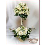 Pezsgő-arany-ekrü díszítésű fácska, örök-asztaldísz 