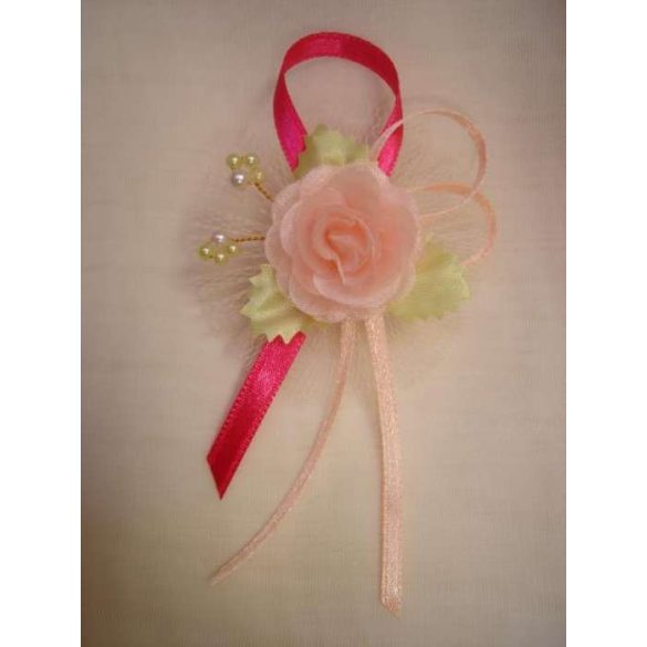 1" Bokréta, kitűző korall-barack-zöld 