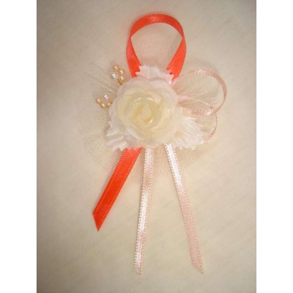 1" Bokréta, kitűző korall-barack-ekrü 