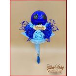 Ovis ballagási örök csokor fiúknak – kék focilabdás egyedi ajándék