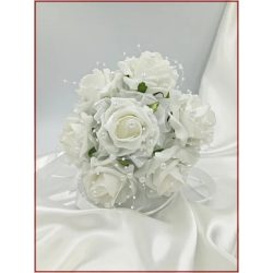   7 virágos 7 felé-szétrepülő dobócsokor fehér-rózsából 