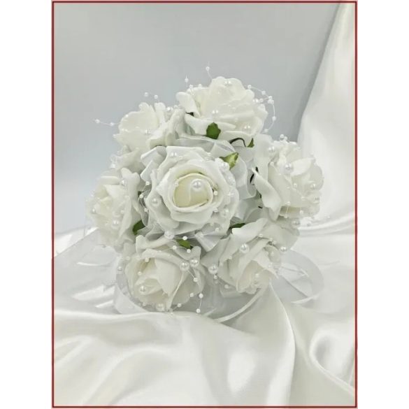 7 virágos 7 felé-szétrepülő dobócsokor fehér-rózsából 
