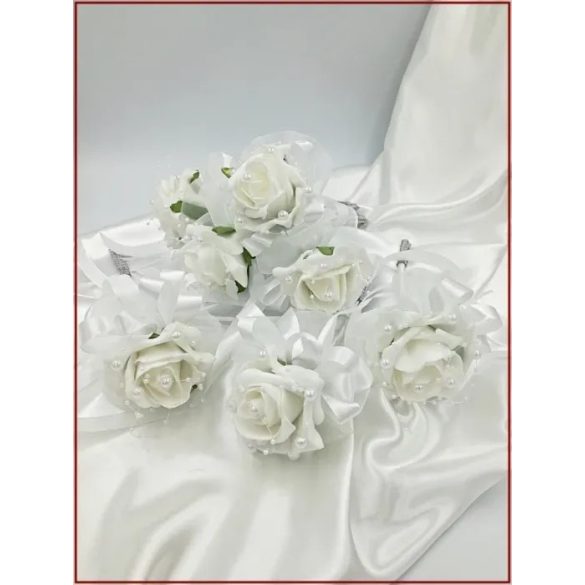 7 virágos 7 felé-szétrepülő dobócsokor fehér-rózsából 