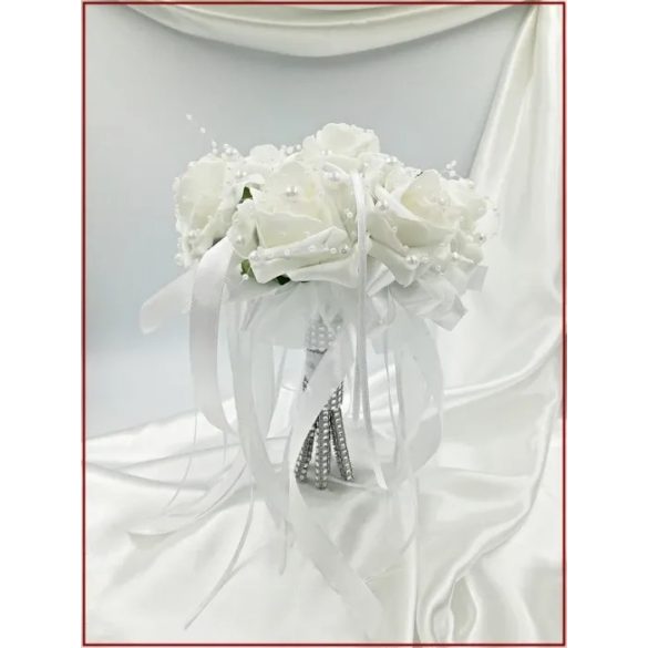 7 virágos 7 felé-szétrepülő dobócsokor fehér-rózsából 