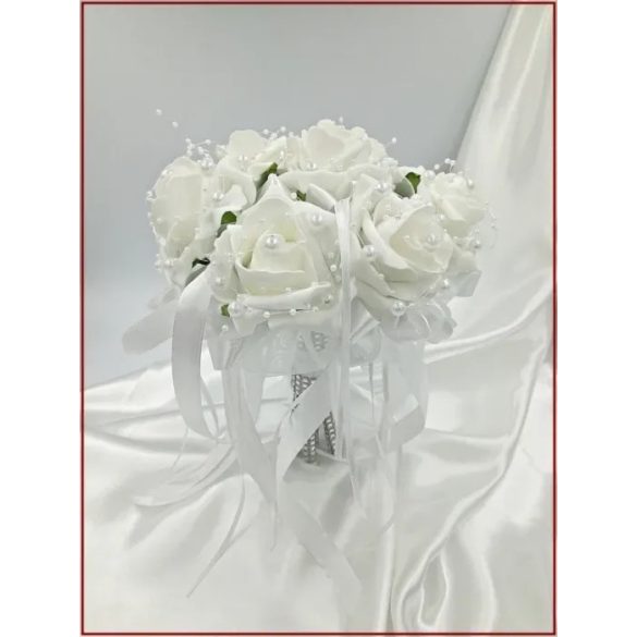 7 virágos 7 felé-szétrepülő dobócsokor fehér-rózsából 