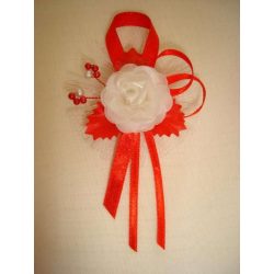 1" Bokréta, kitűző piros-ekrü 