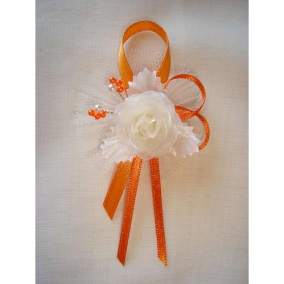 1" Bokréta, kitűző narancs-ekrü 