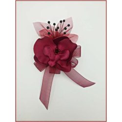 Bordó Orchideás kitűző fekete gyöngy díszítéssel 