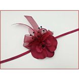 Bordó Orchideás csuklódísz fekete gyöngy díszítéssel 