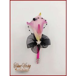 Lila KÁLA- FEKETE-pink DÍSZÍTÉSSEL KITŰZŐ, BOKRÉTA 