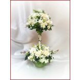 Ekrü színű-vadrózsa fácska vödörben, örök asztaldísz 