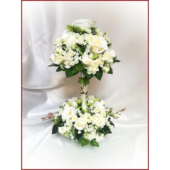 Ekrü színű-vadrózsa fácska vödörben, örök asztaldísz 