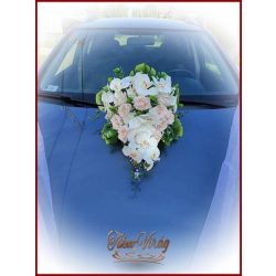 Puder rózsás-fehér orchideás örök autódísz 