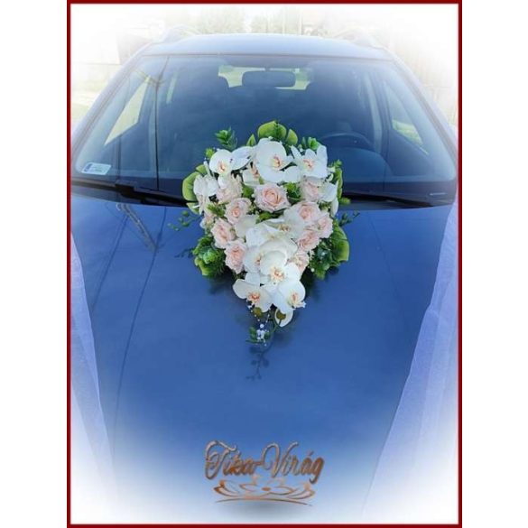 Puder rózsás-fehér orchideás örök autódísz 