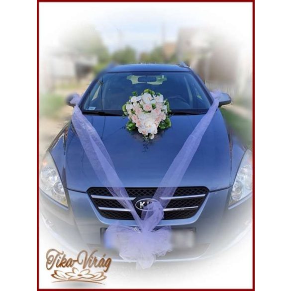 Puder rózsás-fehér orchideás örök autódísz 