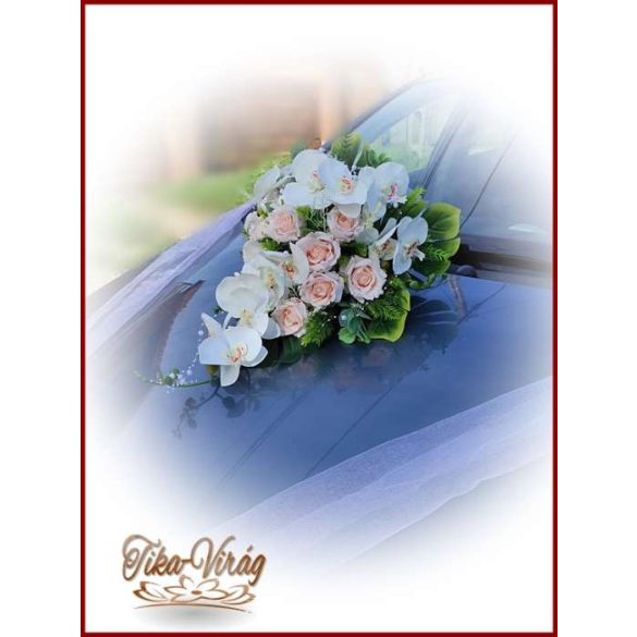 Puder rózsás-fehér orchideás örök autódísz 