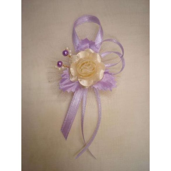 1" Bokréta, kitűző ekrü-lila 