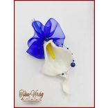 Fehér Kála-királykék díszítéssel kitűző, bokréta 