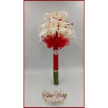 24 virágos Fehér Kála örök-csokor piros díszítéssel 