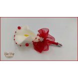 Fehér Kála- piros díszítéssel kitűző, bokréta 