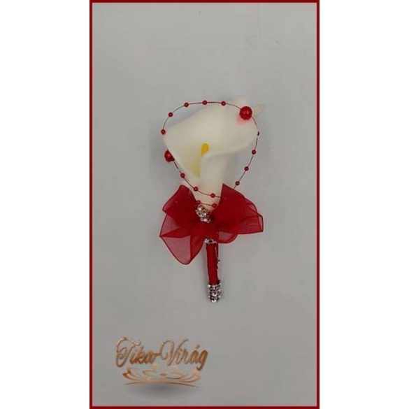 Fehér Kála- piros díszítéssel kitűző, bokréta 