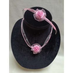 Rózsaszín szett nyaklánc és karkötő 