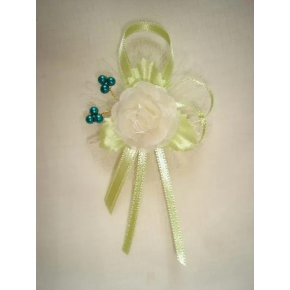 1" Bokréta, kitűző ekrü-zöld-söt.zöld 