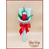 Piros színű szappan-tulipán csokor Nőnapi táblával 