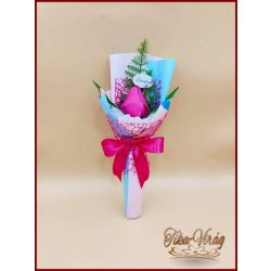 Pink színű szappan-tulipán csokor Nőnapi táblával 