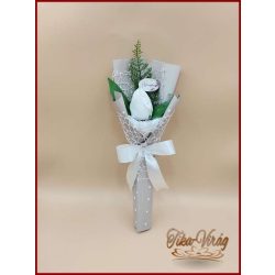 Fehér színű szappan-tulipán csokor Nőnapi táblával 