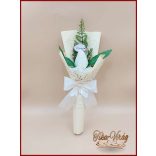 Ekrü színű szappan-tulipán csokor Nőnapi táblával 