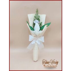 Ekrü színű szappan-tulipán csokor Nőnapi táblával 