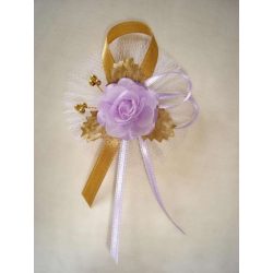 1" Bokréta, kitűző boki lila-arany 