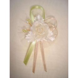 1" Bokréta, kitűző ekrü-zöld-capuccino 