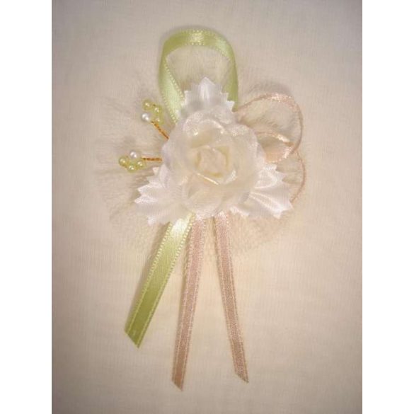 1" Bokréta, kitűző ekrü-zöld-capuccino 