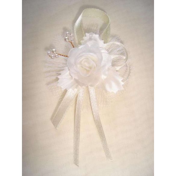 1" Bokréta, kitűző ekrü-fehér 