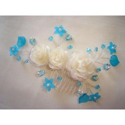 Ekrü-türkiz fejdísz 