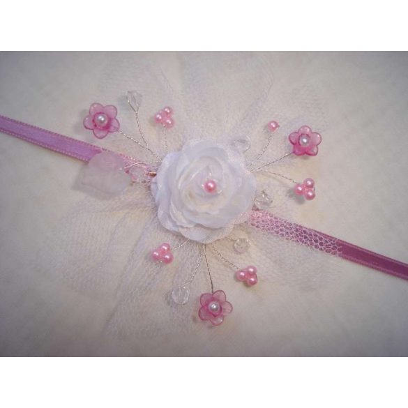 Csuklódísz fehér-rózsaszín 