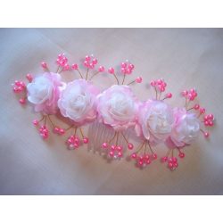Rózsaszín-fehér fejdísz 