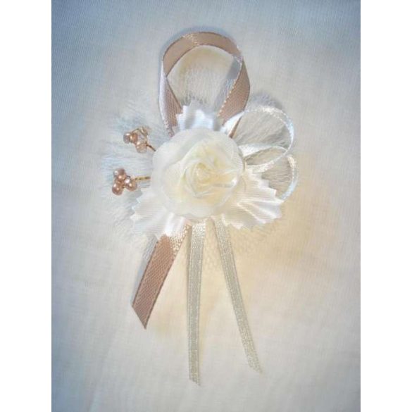 1" Bokréta, kitűző ekrü-capuccino 